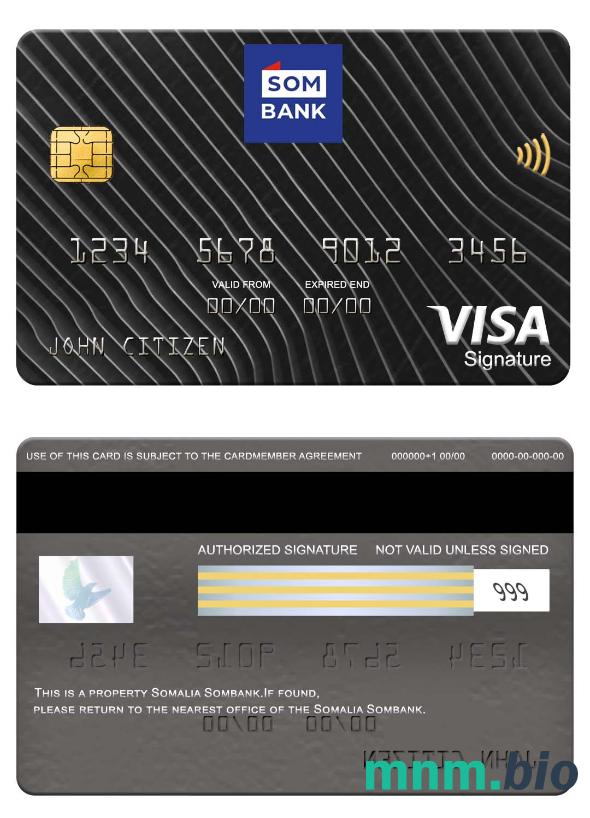 Somalia Sombank visa podpis karta przykład w formacie PSD